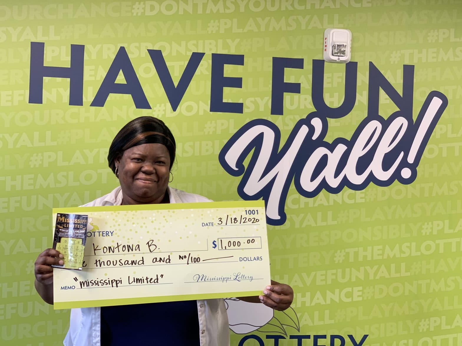 Kontona B. of Philadelphia won $1,000 on a Mississippi Limited scratch-off purchased from O’Neals of Philadelphia located at 1006 Holland Ave. in Philadelphia.