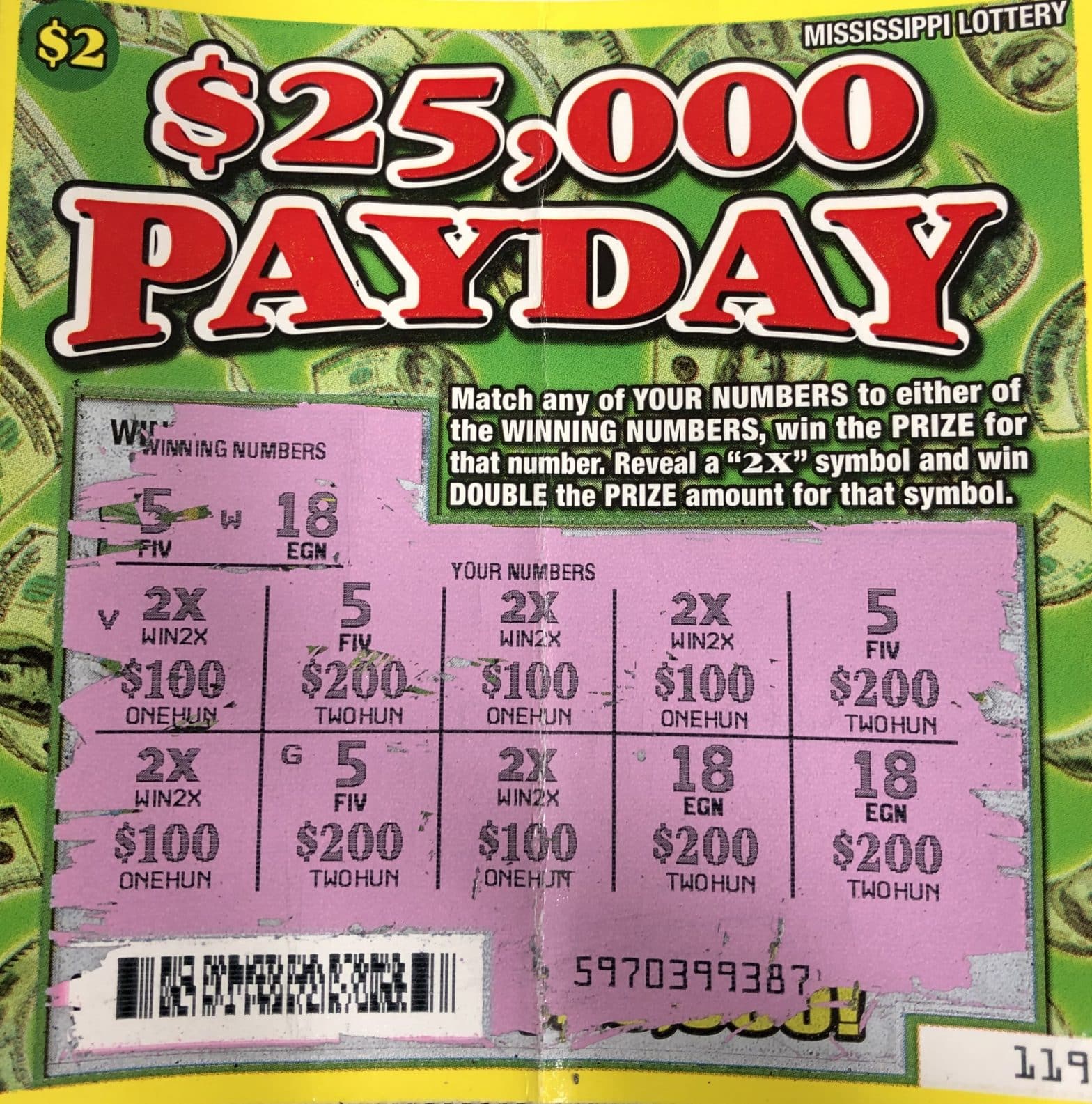 A Tupelo resident won $2,000 on a $25,000 Payday scratch-off purchased from Sprint Mart #4 located at 792 East Main St., in Tupelo.