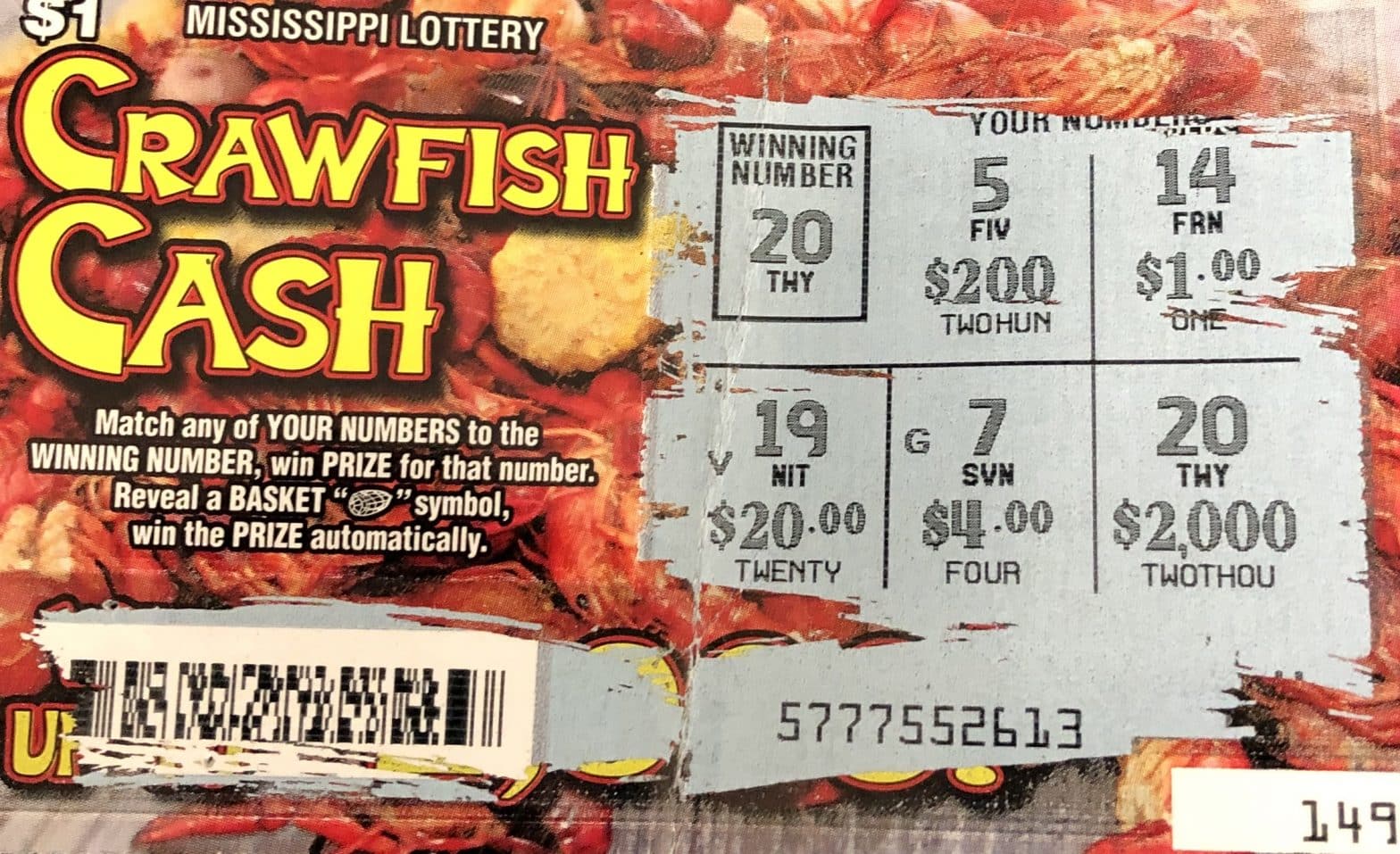 A Hattiesburg woman won $2,000 from a Crawfish Cash scratch-off game purchased at Fuel Time on W. 7th St. in Hattiesburg.