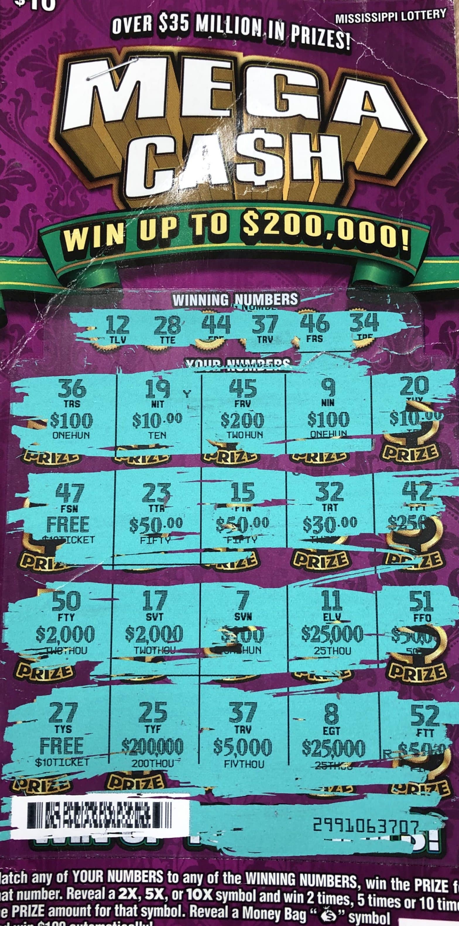 An Amory player won $5,000 from a Mega Ca$h scratch-off game purchased at Okolona Express on S. Church St. in Okolona.