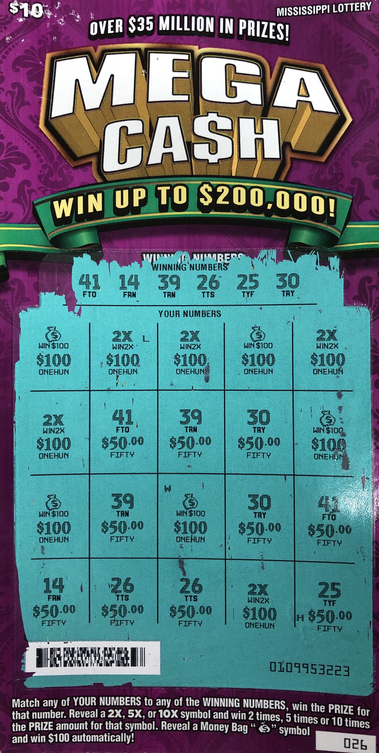 An Ocean Springs resident won $2,000 on a Mega Ca$h scratch-off purchased from Bay Grocery LLC located at 4818 Griffin Street in Moss Point.