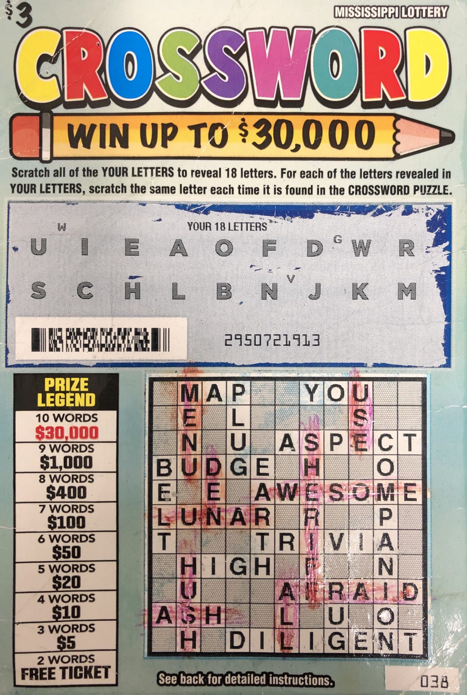 A West Point man won $30,000 from a Crossword scratch-off game purchased at Murphy Oil on Hwy. 45 S., West Point.