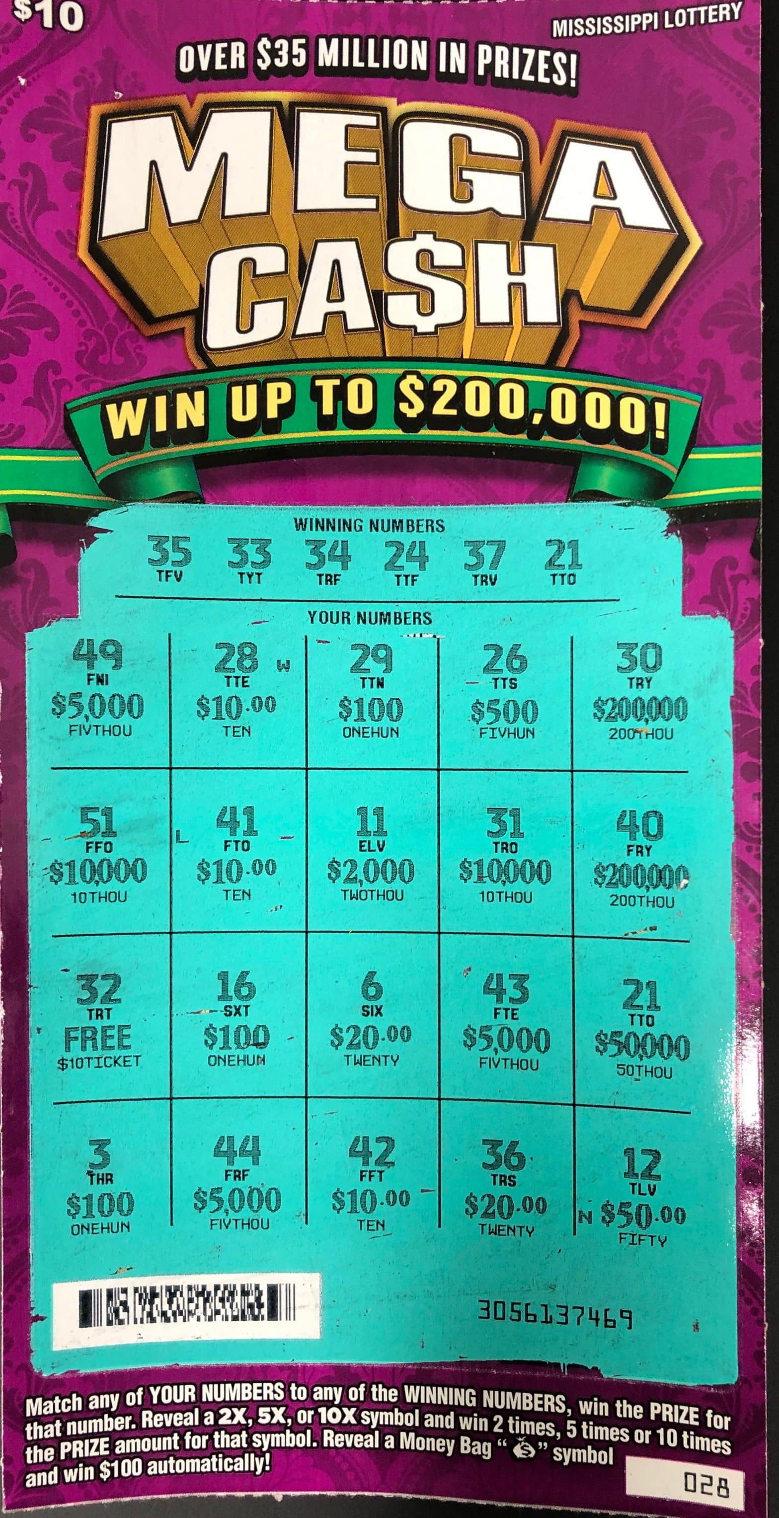 A Columbus man won $50,000 on a Mega Ca$h scratch-off game purchased at Quick Mart on Eshman Ave., West Point.