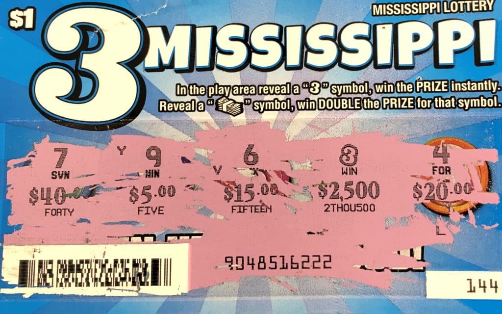 A Bay Springs man won $2,500 from a 1,2,3 Mississippi scratch-off game purchased at Short Stop #3 on Hwy. 15 in Bay Springs.