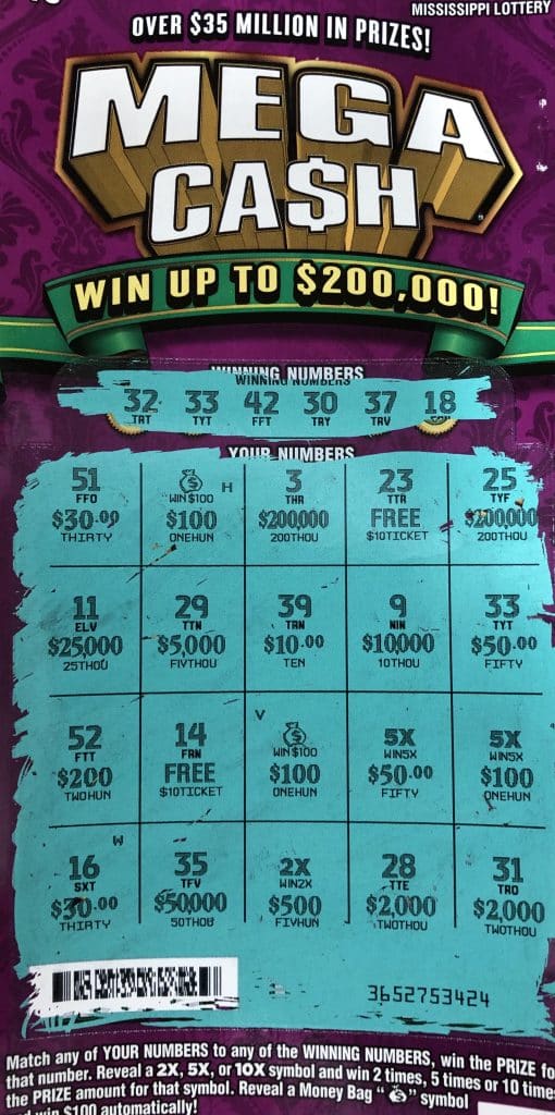 A Brandon man won $2,000 from a Mega Ca$h scratch-off game purchased at J & R International XV on Grants Ferry Road in Flowood.