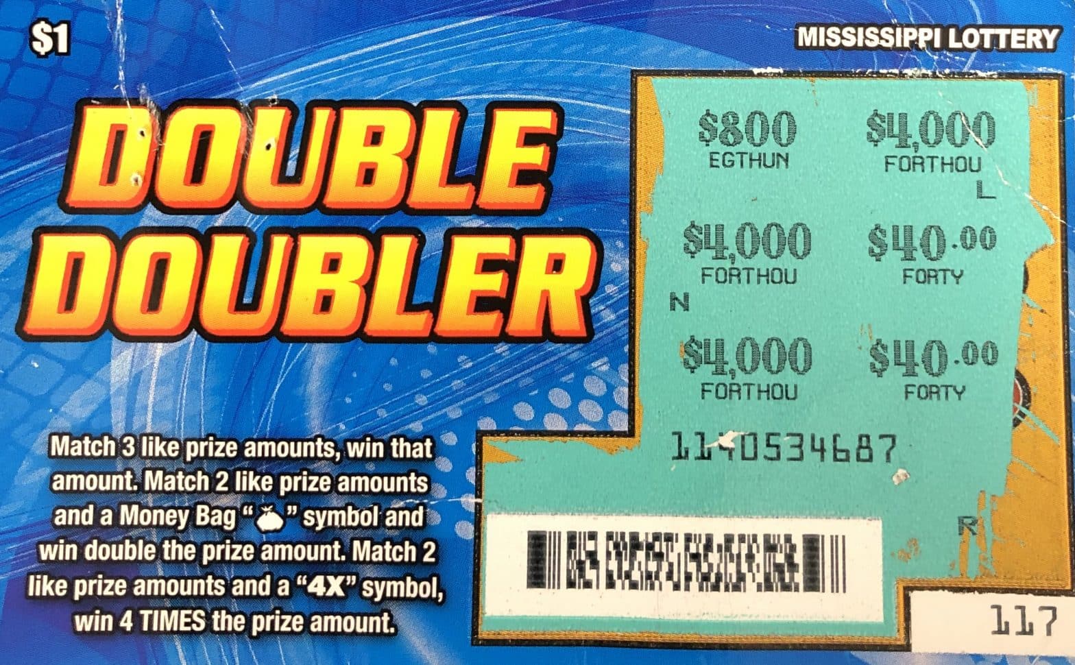 A Byram player won $4,000 on a Double Doubler scratch-off game purchased from Ravinder Food & Gas on Siwell Rd., in Jackson.