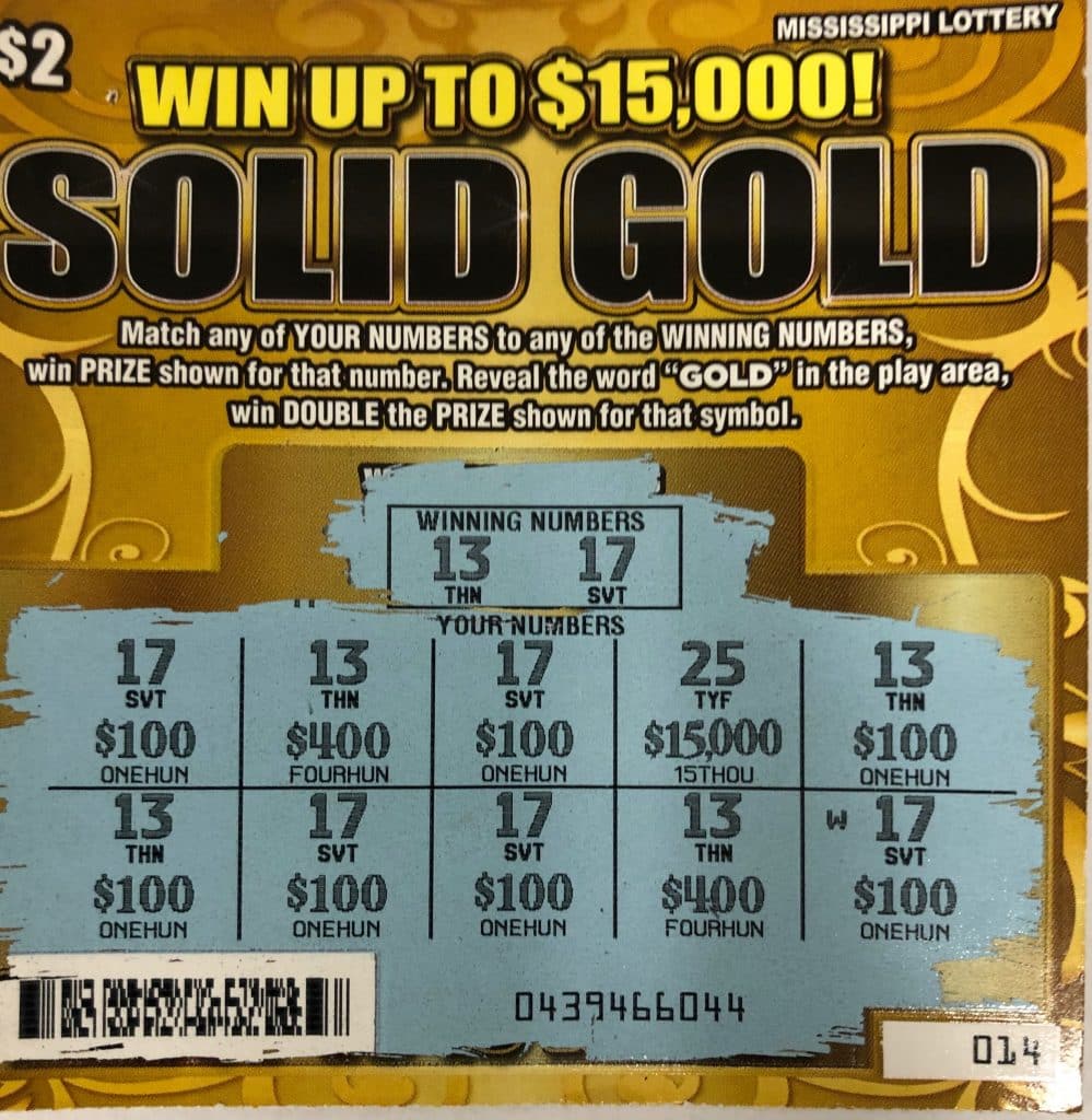 A Cleveland woman won $1,500 on a Solid Gold scratch-off game purchased at Henard One Stop Tobacco & Beer on E. Sunflower Rd., Cleveland.