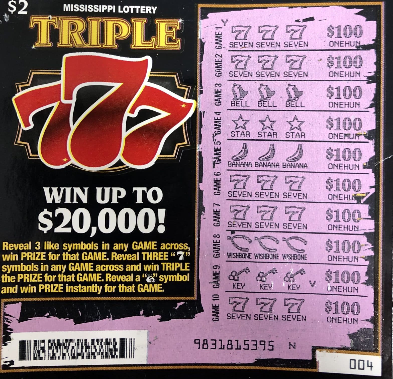 A Greenville woman won $2,000 from a Triple 7s scratch-off game purchased at The Filling Station on Hwy. 1 S., Greenville.