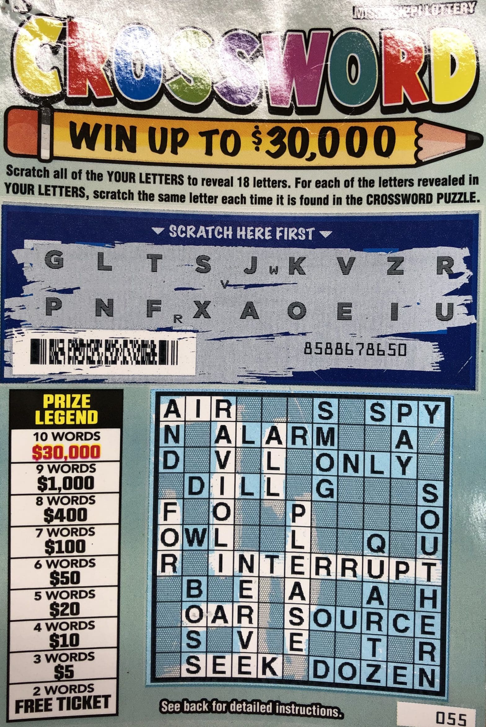 A Hattiesburg player won $1,000 from a Crossword scratch-off game purchased from Keith's Superstore #175 on Carterville Road in Petal.