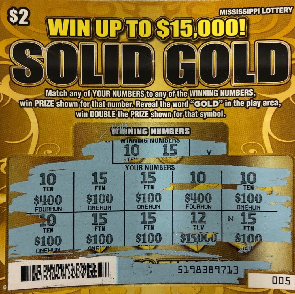 A Jackson man won $1,500 from a Solid Gold scratch-off game purchased at AR One Stop on E. County Line Rd., Jackson.