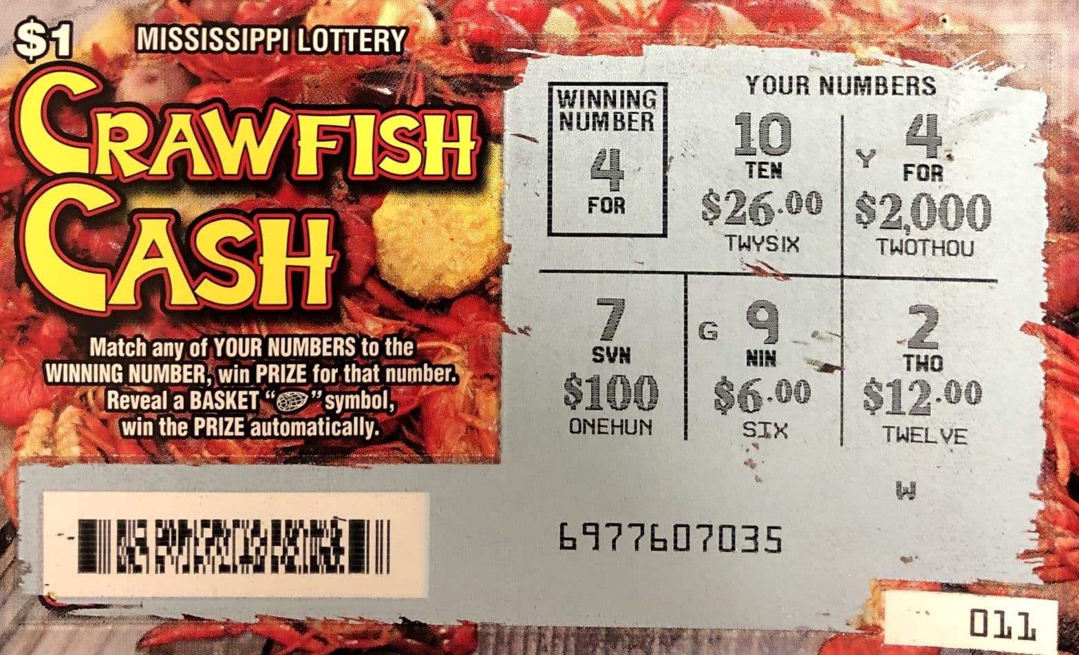 A McCarley woman won $2,000 from a Crawfish Cash scratch-off game purchased at The Filling Station on Claiborne Ave., Greenwood.