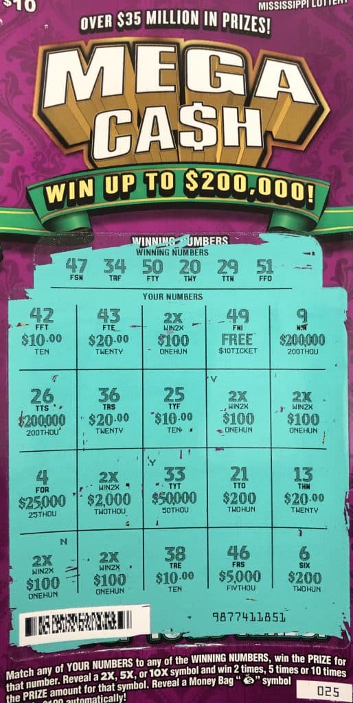 A Stateline woman won $5,000 from a Mega Ca$h scratch-off game purchased at Midway Service Center on Hwy. 45, Shubuta.