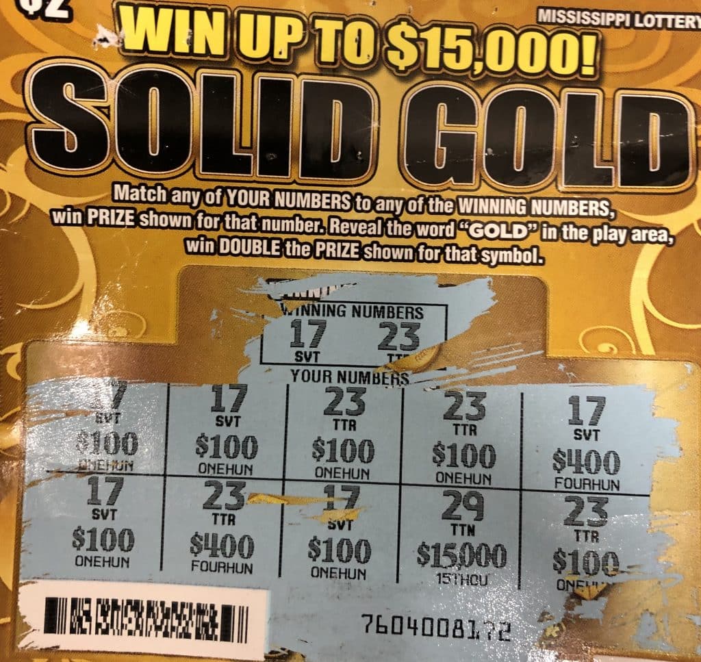 A Biloxi woman won $1,500 on a Solid Gold scratch-off game purchased from Clark Oil #31 on Cedar Lake Rd., Biloxi.