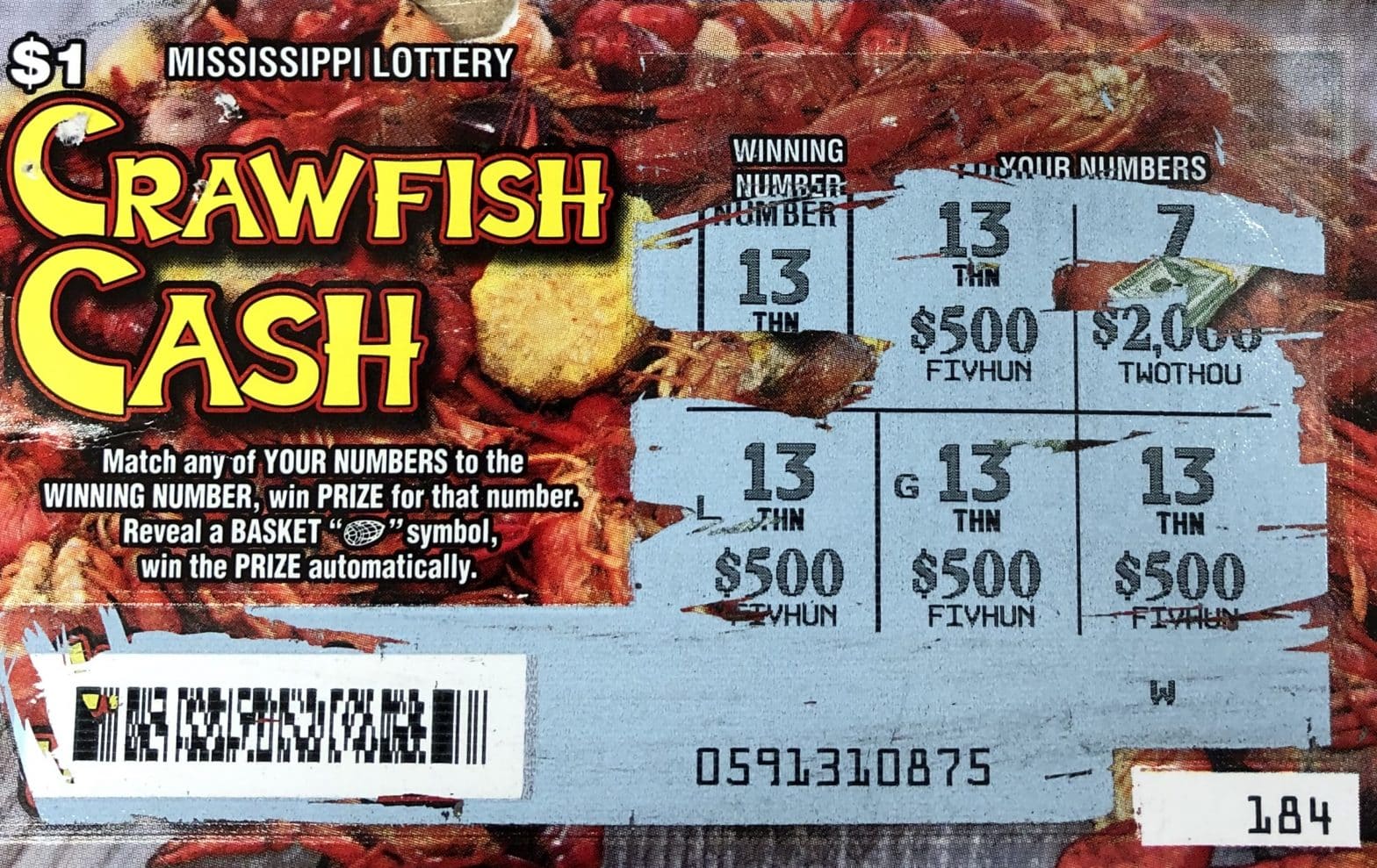 A Lena player won $2,000 on a Crawfish Cash scratch-off game purchased at Pelahatchie Express on Second St., Pelahatchie.