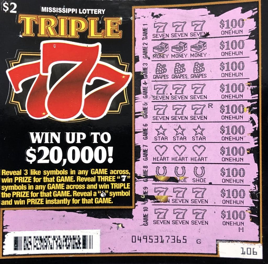 A Charleston woman won $2,000 on a Triple 7s scratch-off game purchased at Little Stop on Clay St., Charleston.