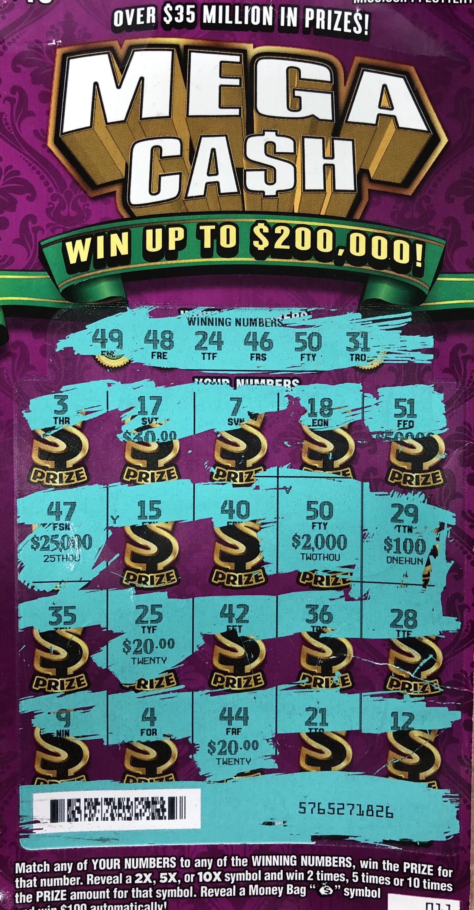 A Mooreville woman won $2,000 on a Mega Ca$h scratch-off game purchased at TNT Mainstop on Main St., Plantersville.