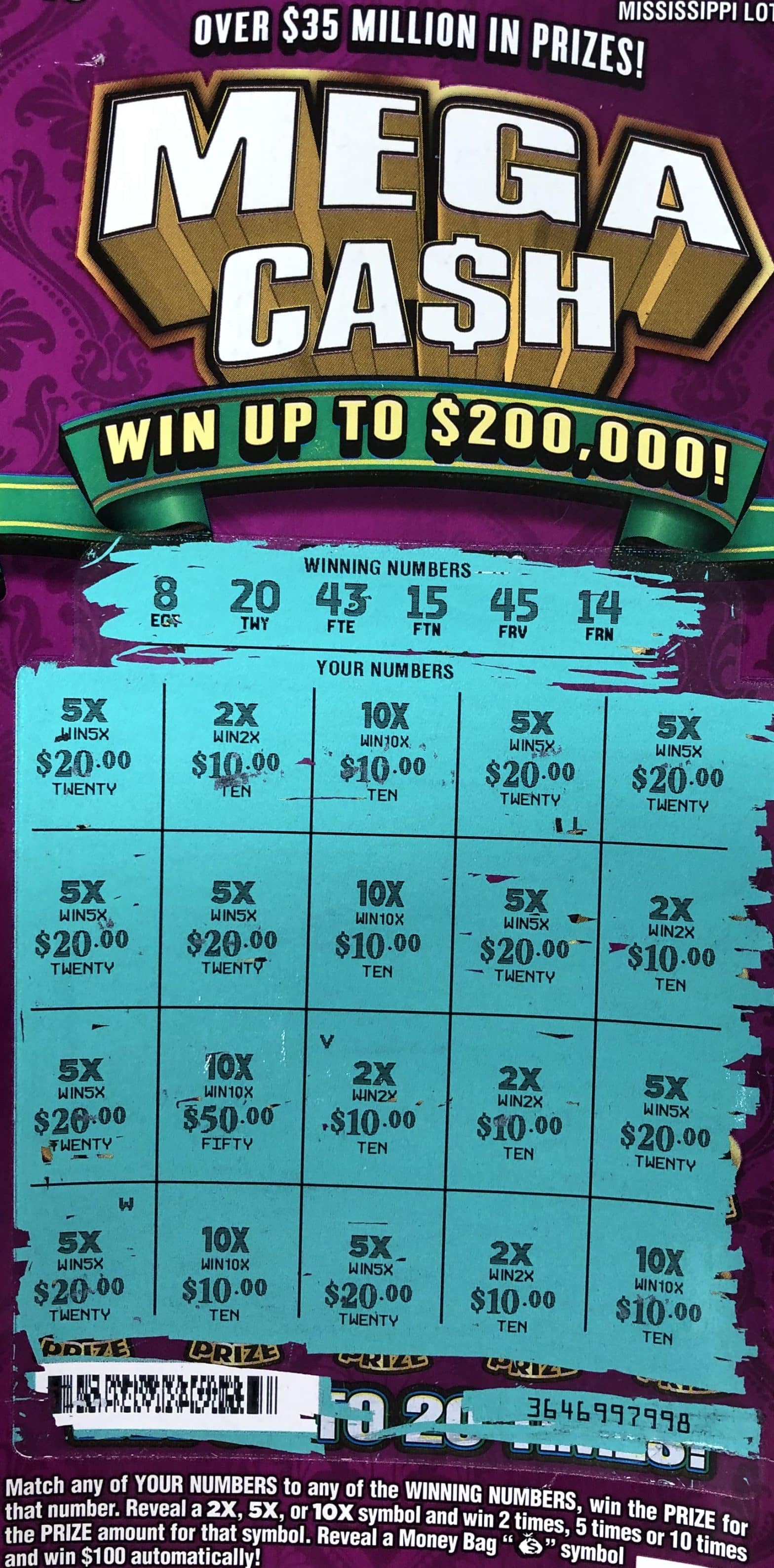 A Moselle woman won $2,000 from a Mega Ca$h scratch-off game purchased at Keith’s Superstore on Moselle Seminary Rd., Moselle.