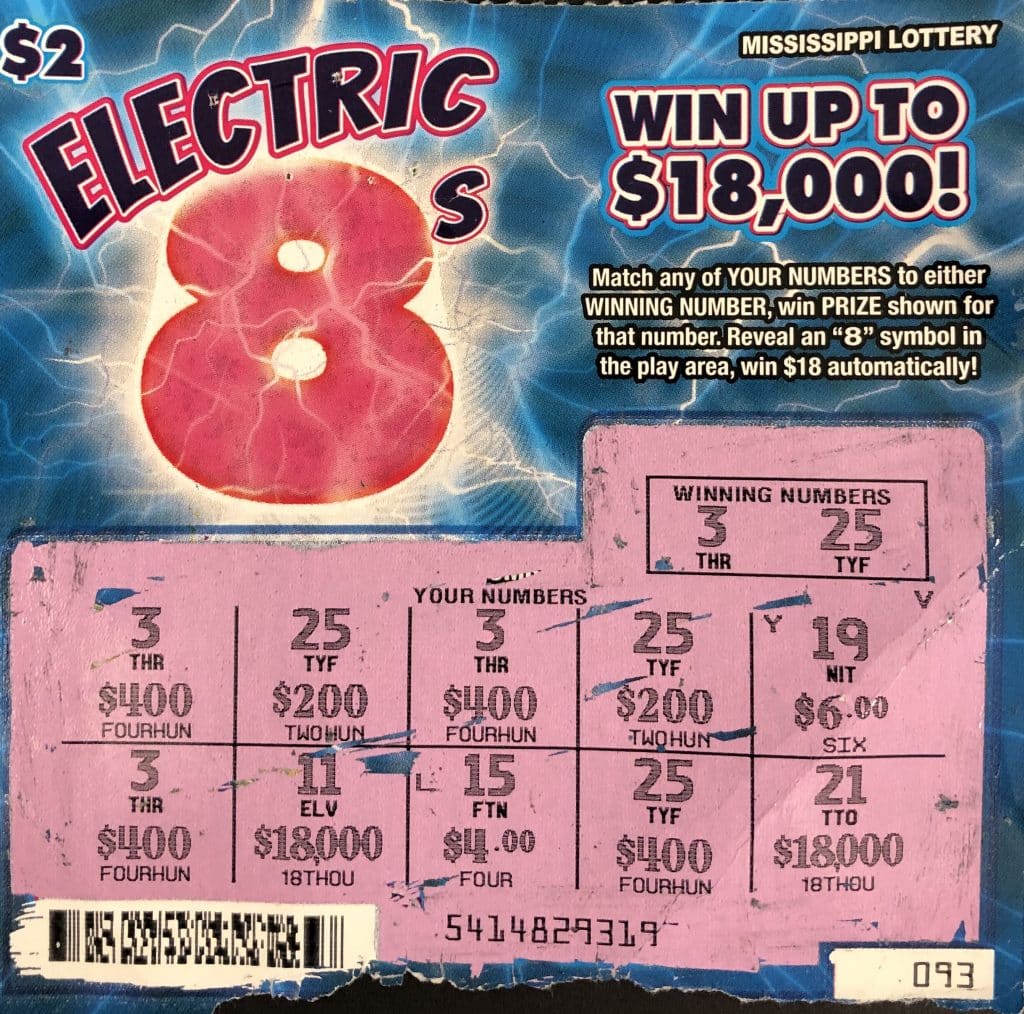 A Vardaman player won $2,000 on an Electric 8s scratch-off game purchased at Vardaman One Stop on E. Sweet Potato St., Vardaman.