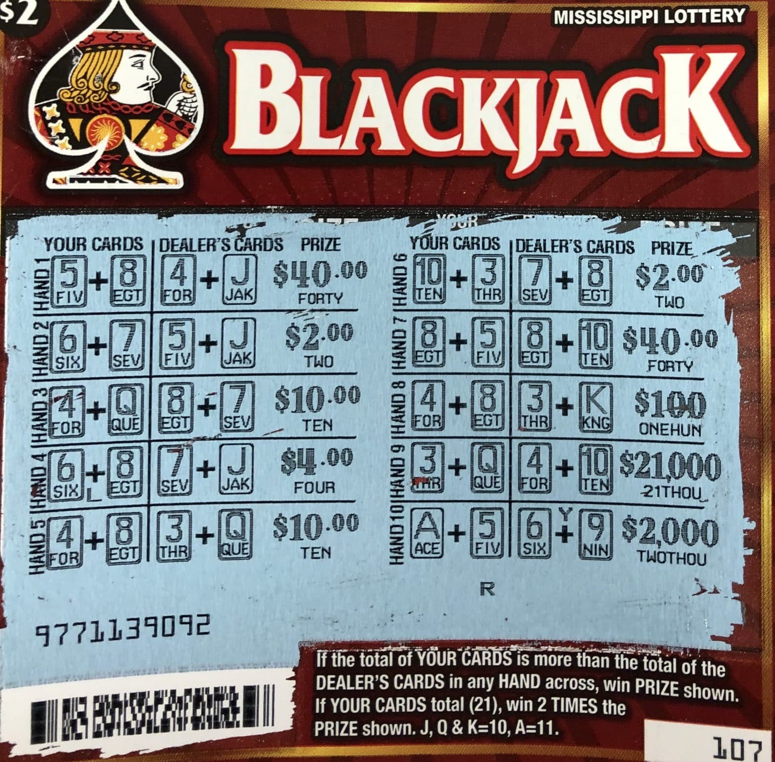 A Brookhaven player won $2,000 on a Blackjack scratch-off game purchased at Brookway Blvd., Brookhaven.