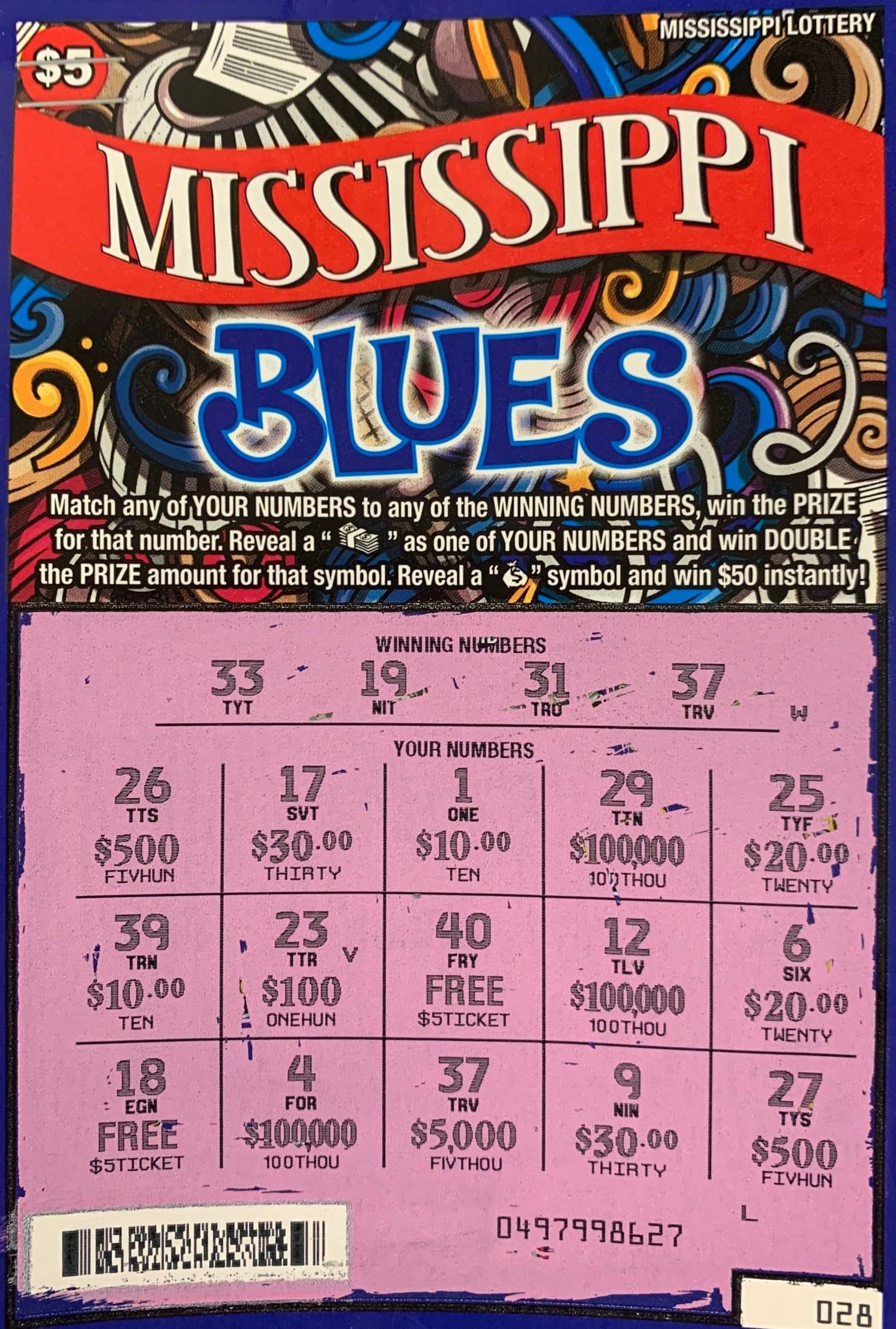 A Biloxi player won $5,000 on a MS Blues scratch-off game purchased at Popps Lamey Convenience Store on Popps Ferry Rd., D’Iberville.