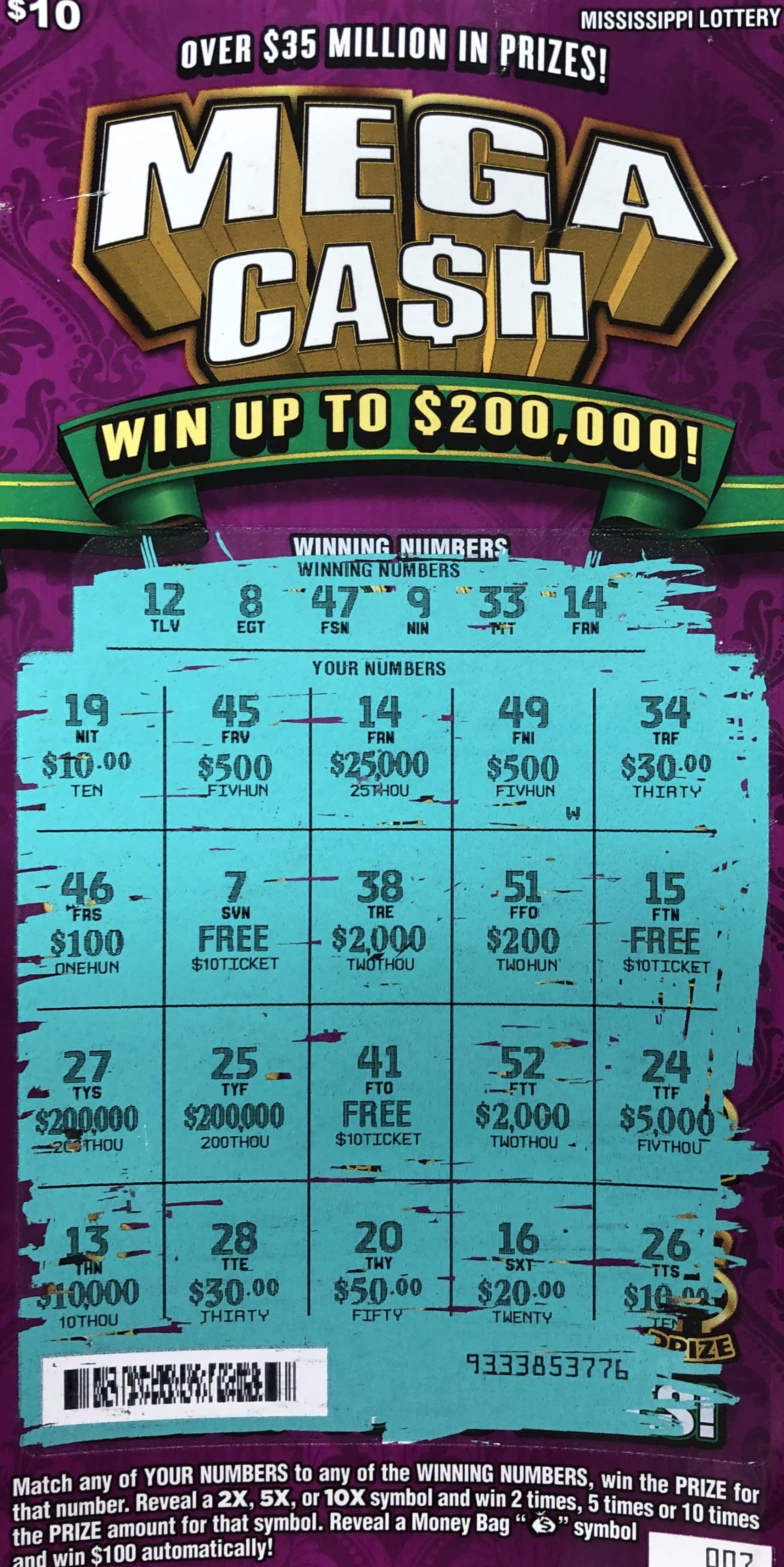 A Byram woman won $25,000 on a Mega Ca$h scratch-off game purchased at Chevron Byram on Siwell Rd., Byram.