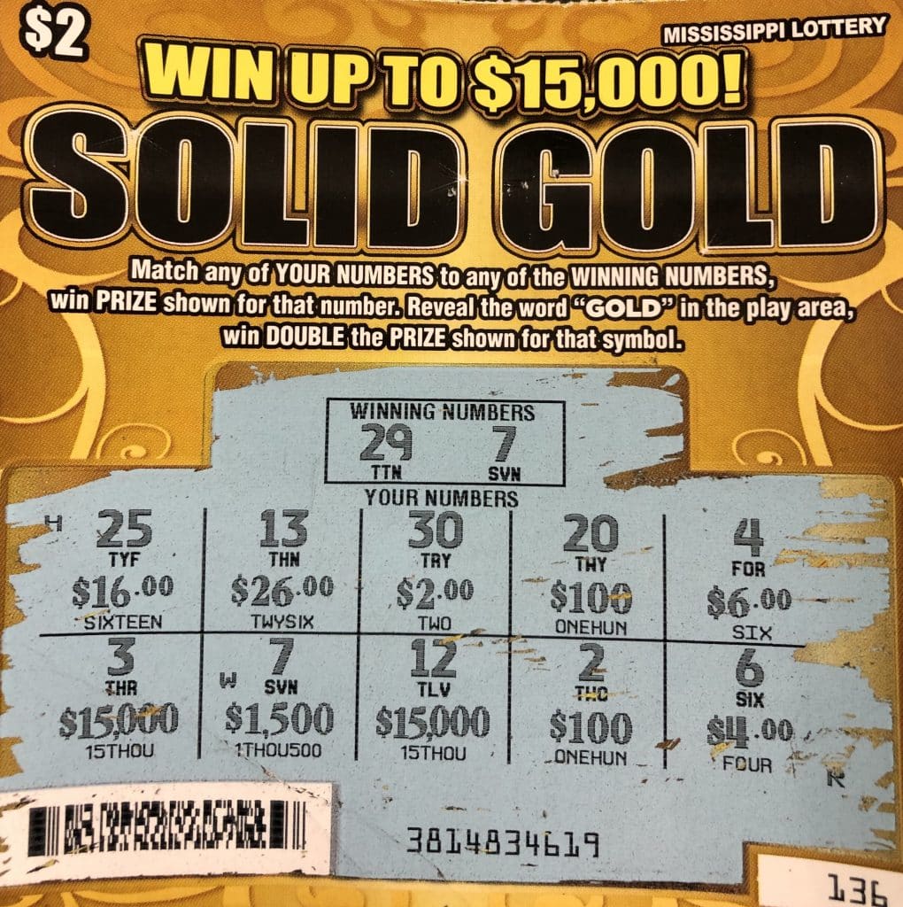 A Columbus woman won $1,500 on a Solid Gold scratch-off game purchased at Sprint Mart on Alabama St., Columbus.