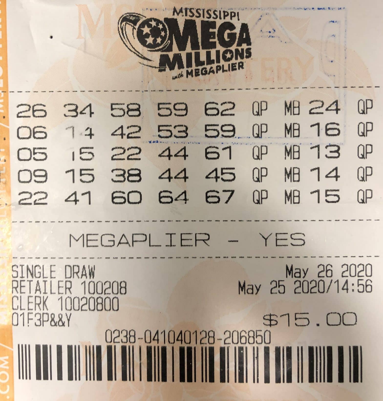 A Columbus player won $1,500 on a Mega Millions ticket purchased from Military Texaco on Military Rd., Columbus.