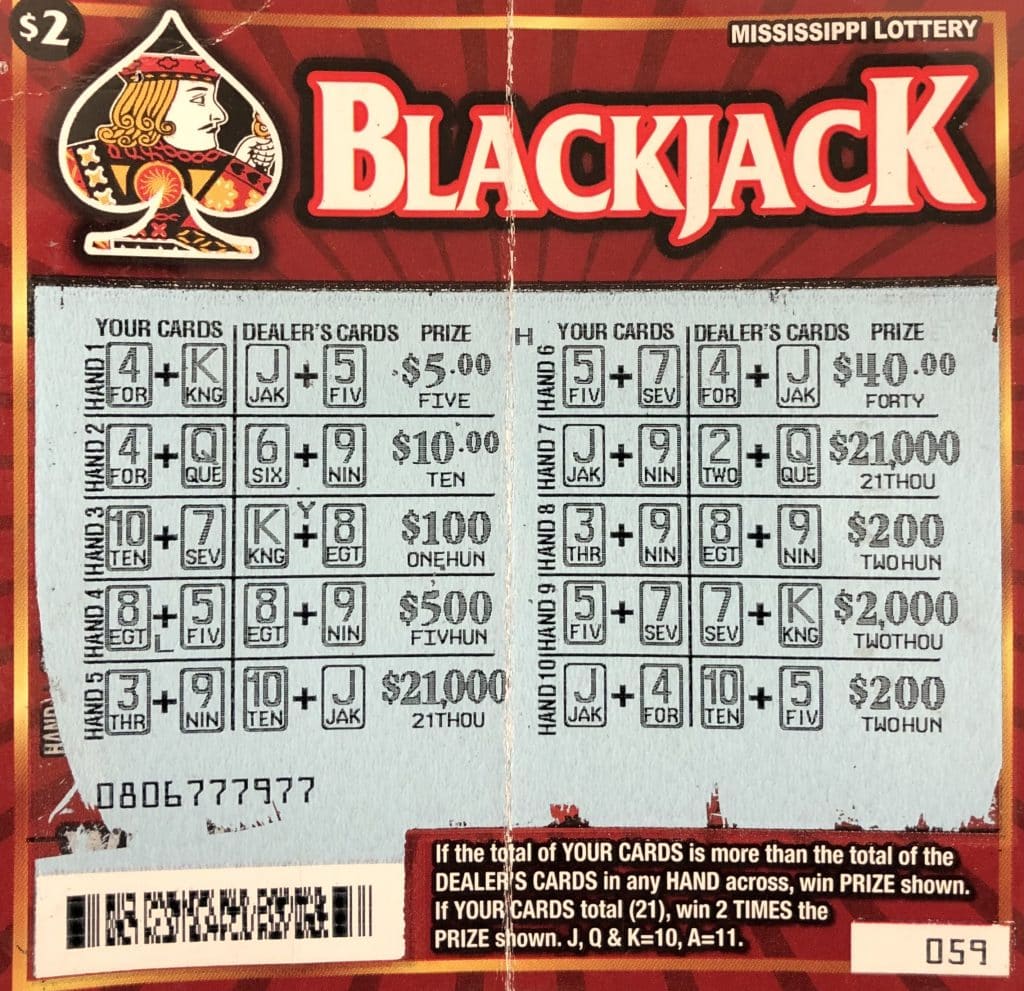 A Crowder man won $21,000 on a Blackjack scratch-off game purchased at Circle K on 2nd St., Marks.