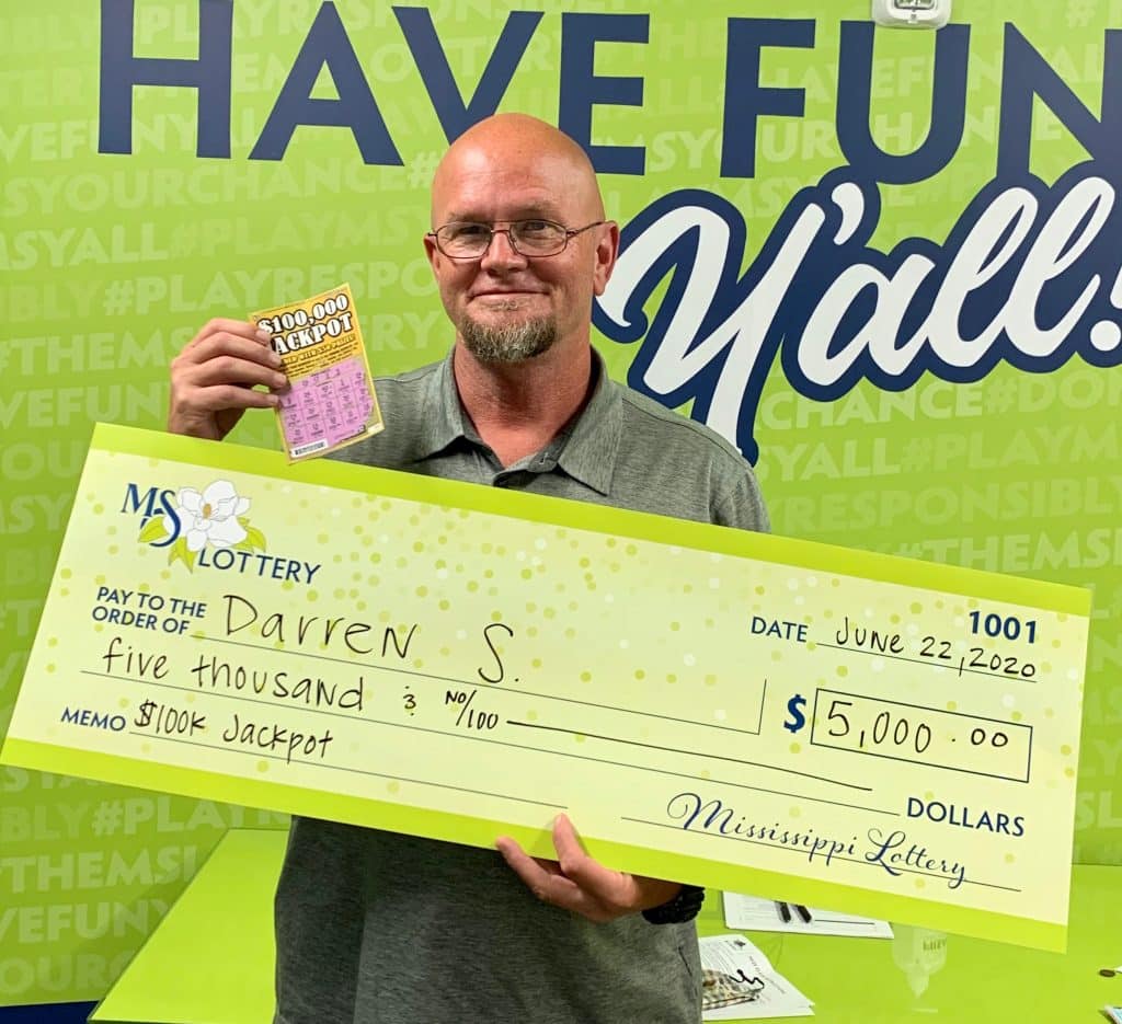 Darren S. of Toomsuba won $5,000 on a $100,000 Jackpot scratch-off game purchased at Hampton Shell on Hwy. 39 N., Meridian.