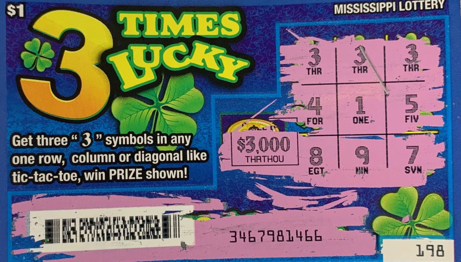 A Greenville woman won $3,000 on a 3 Times Lucky scratch-off game purchased at CEFCO on Hwy. 82 W., Greenville.