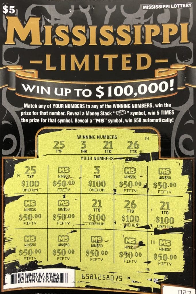 A Jackson man won $1,000 on a Mississippi Limited scratch-off game purchased at Fastway Exxon on Terry Rd., Jackson.