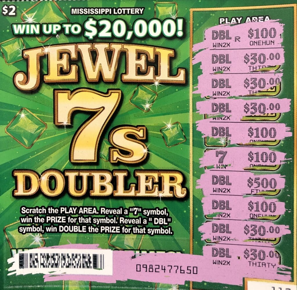 A Lake woman won $2,000 on a Jewel 7s Doubler scratch-off game purchased at Hornets Nest on Hwy. 80, Lake.