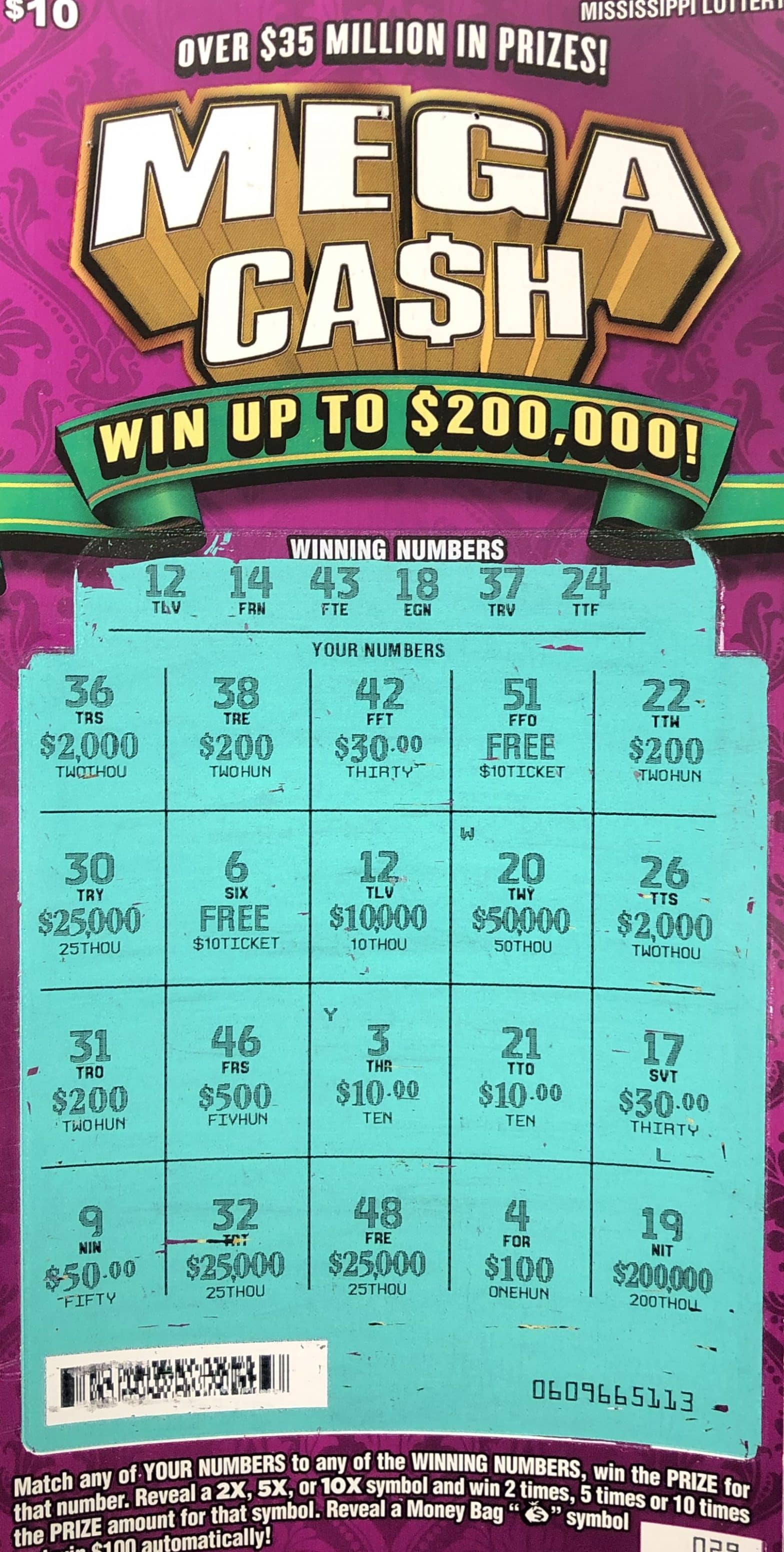 A Laurel woman won $10,000 on a Mega Ca$h scratch-off game purchased at Ramco Minit Mart on Hwy. 15 S., Laurel.