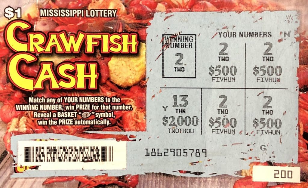 An Ocean Springs player won $2,000 on a Crawfish Cash scratch-off game purchased at Fast Mart on Bienville Blvd., Ocean Springs.