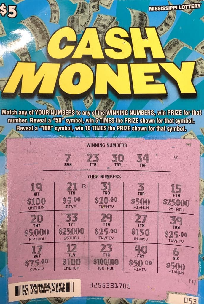 A Panola County player won $100,000 on a Cash Money scratch-off game purchased from Discount Beer & Tobacco on Highway 51 S., Batesville.