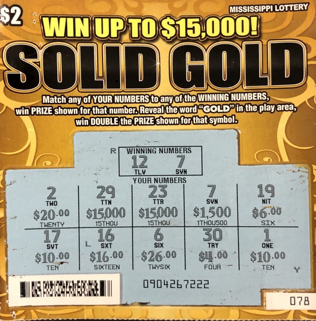 A Pascagoula man won $1,500 on a Solid Gold scratch-off game purchased from Neighborhood Store on Ingalls Ave., Pascagoula.