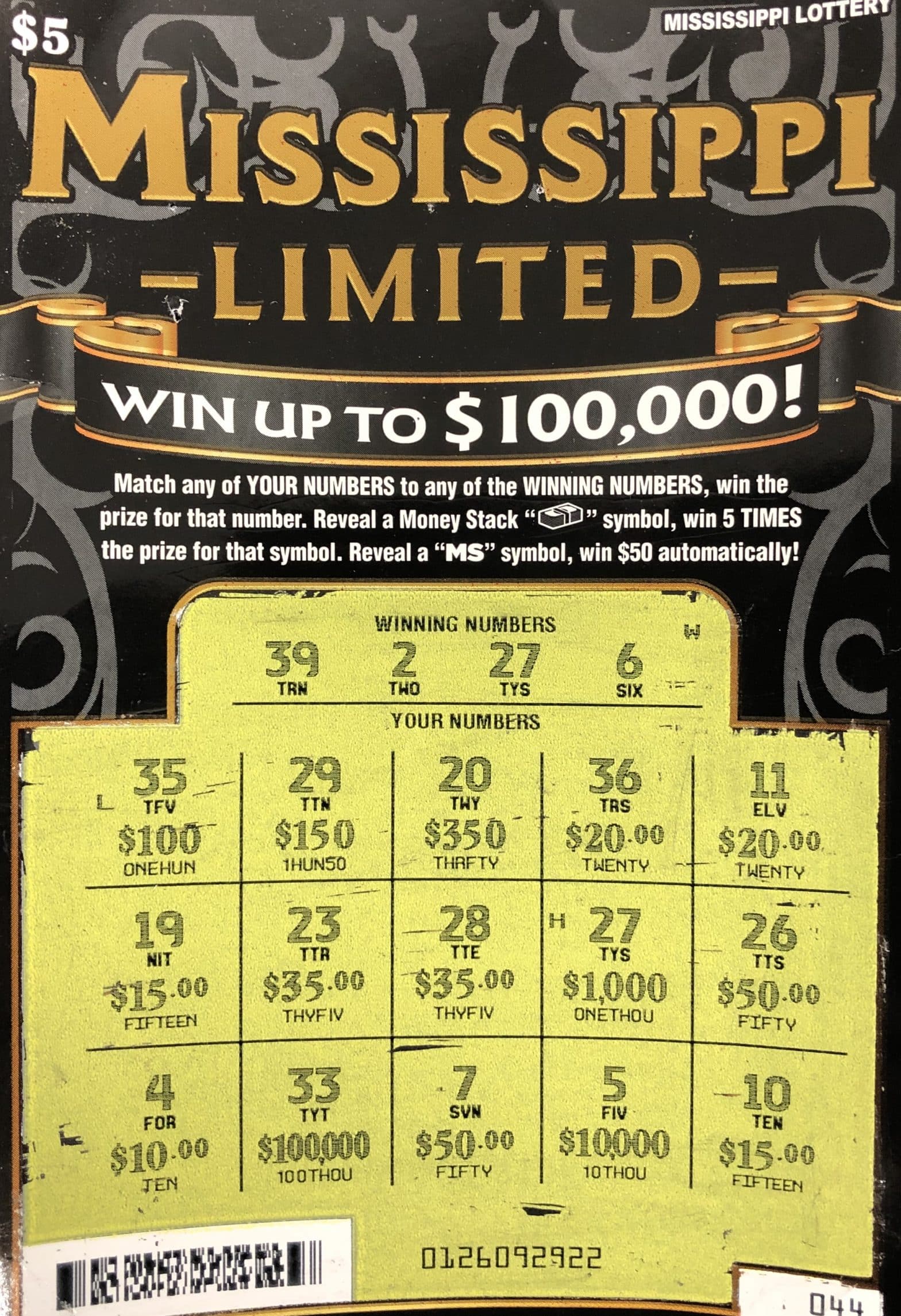 A Pittsboro woman won $1,000 on a Mississippi Limited scratch-off game purchased at BlueSky on S. Jackson, Houston.