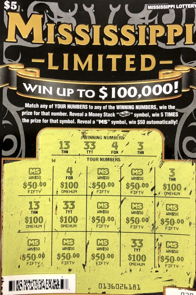 A Chunchula, Ala., man won $1,000 on a Mississippi Limited scratch-off game purchased at The Junction on Hwy. 594, Leakesville.