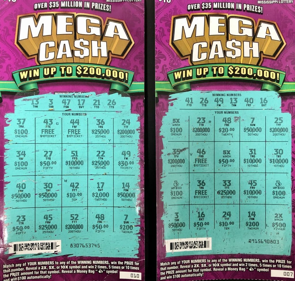 A Clarke County man won $4,000 total from TWO different Mega Ca$h scratch-off games. One was purchased at Fast Stop of Enterprise on Hwy. 513, Enterprise. The other winning ticket was purchased at Ramco Minit Mart on Hwy. 45 & 18, Quitman.