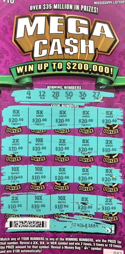 A Gulfport man won $2,000 on a Mega Ca$h scratch-off game purchased from Circle K on HWY 49 N., Gulfport.