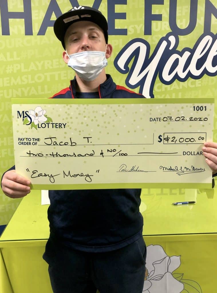 Jacob T. of Moss Point won $2,000 on an Easy Money scratch-off game purchased at Cheepo Deepo on Hwy. 613, Moss Point.