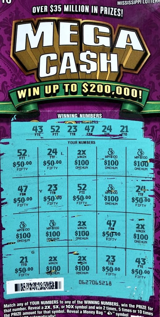 A Jackson man won $2,000 on a Mega Ca$h scratch-off game purchased from Fastway Exxon on Terry Rd., Jackson.