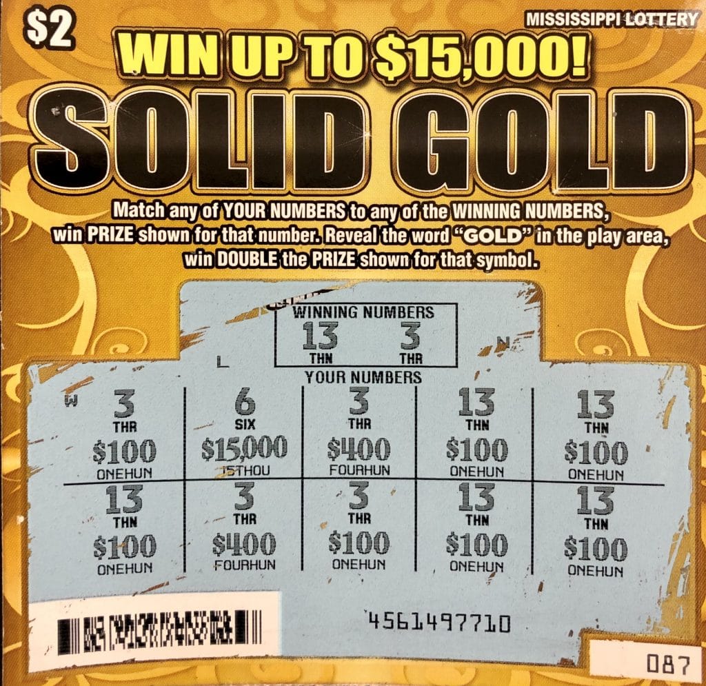 A Madison County woman won $1,500 on a Solid Gold scratch-off game purchased from Tobacco Depot on Meadowlark Dr., Canton.