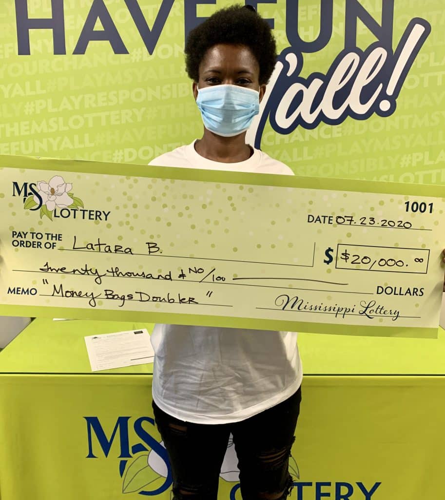 Latara B. of Rosedale won $20,000 on a Money Bags Doubler scratch-off game purchased at Double Quick on Malvina Rd., Rosedale.