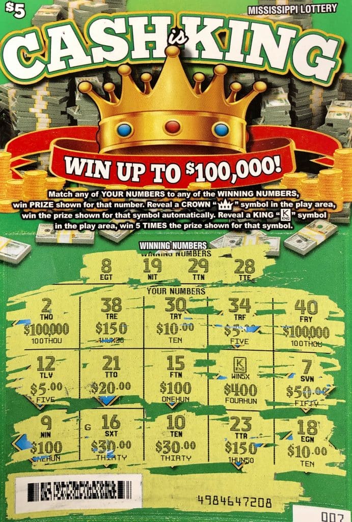 A Meridian woman won $2,000 on a Cash is King scratch-off game purchased at Hampton Shell on Why. 39 N., Meridian.