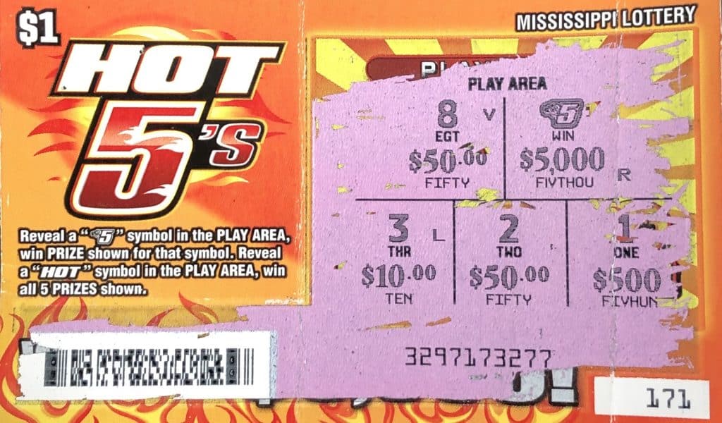 A Vicksburg player won $5,000 on a Hot 5s scratch-off game purchased from Suds N Smokes on Halls Ferry Rd., Vicksburg.