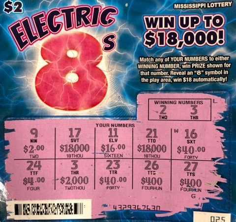 A Vicksburg woman won $2,000 on an Electric 8s scratch-off game purchased at Circle K on Indiana Ave., Vicksburg.