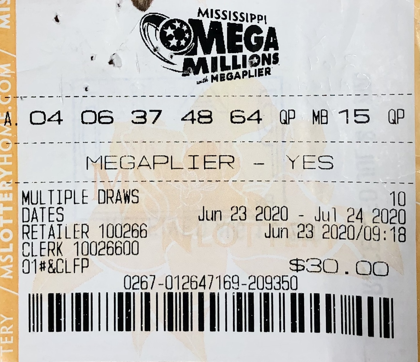 A Caledonia man won $606 on a Mega Millions ticket purchased from 45 Express Mart INC on HWY 45 N., Columbus.