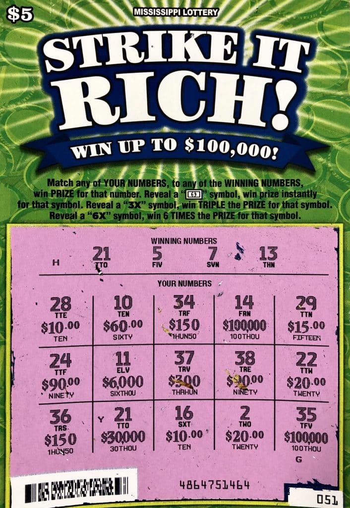 A Columbia man won $30,000 on a Strike It Rich scratch-off game purchased at Murphy Oil on Hwy. 98 Bypass, Columbia.