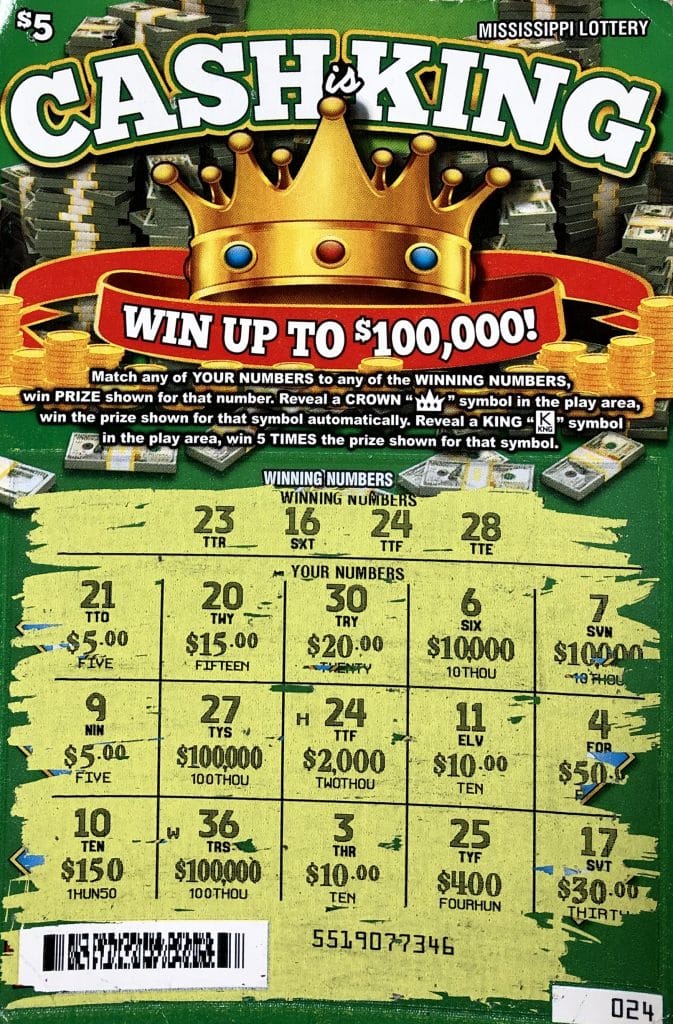 A Columbus man won $2,000 on a Cash is King scratch-off game purchased from 45 Express Mart INC on HWY 45 N., Columbus.